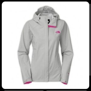 North face Light grey/hot pink lightweight rain jacket Womans small